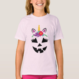 Camiseta Garota do Unicórnio Jack o Lanterna Pumpkin no Hal