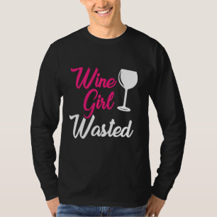 Camiseta Garota do Vinho Desperdiçada Festa de Bebendo de Á