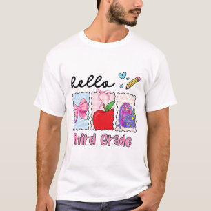Camiseta Garota Elegante De Volta à Escola Olá Terceira Sér