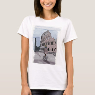 Camiseta Garota em frente a Colosseum.