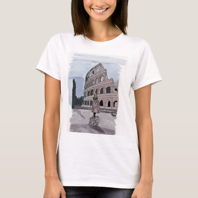 Camiseta Garota em frente a Colosseum. (Frente)