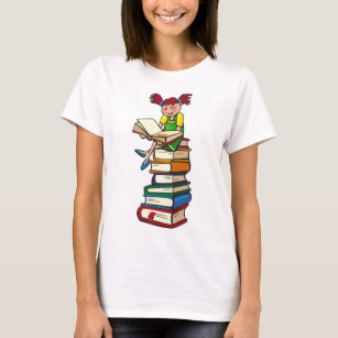 Camiseta Garota escolar com Teto de Livros