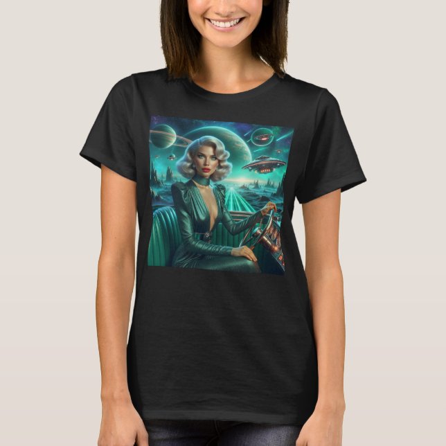 Camiseta Garota Espacial Retro (Frente)