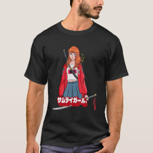 Camiseta Garota estética do japonês katana espada samurais