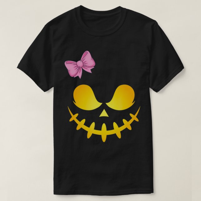 Camiseta Garota Fantasma Com Arco Sorria De Truque Ou Trata (Frente do Design)