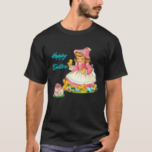 Camiseta Garota felz pascoa Com Ovo Sugido E Bebê C