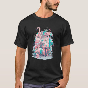 Camiseta Garota Flamingo no engraçado pastel japão Anime Ae