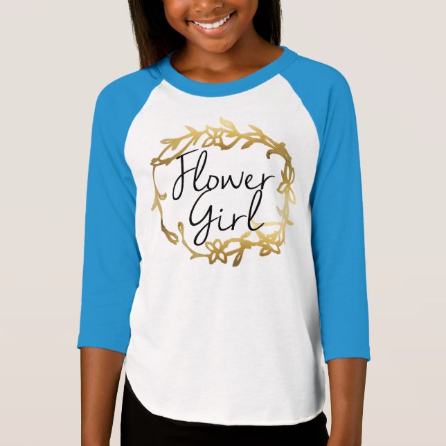 Camiseta Garota Floral Ouro Chic (Frente)
