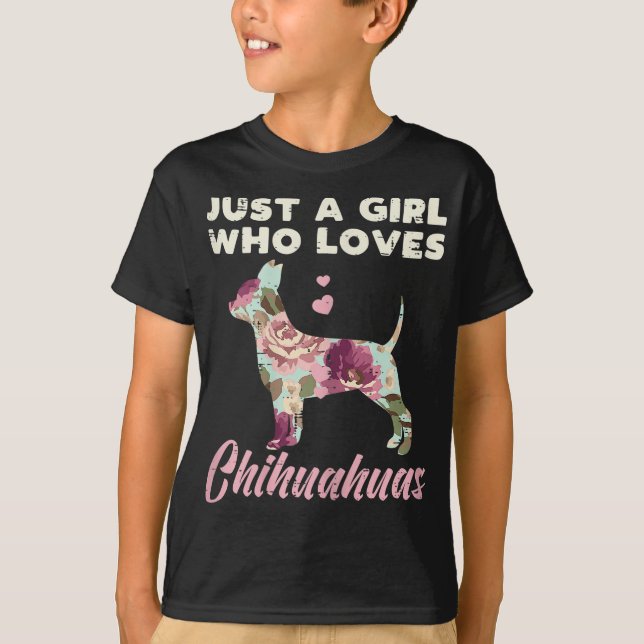 Camiseta Garota Floral Que Ama Chihuahua Chiwawa Cachorro L (Frente)