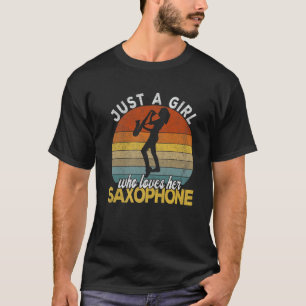 Camiseta Garota Fofa de Saxofone Música Amante do Jazz Ret