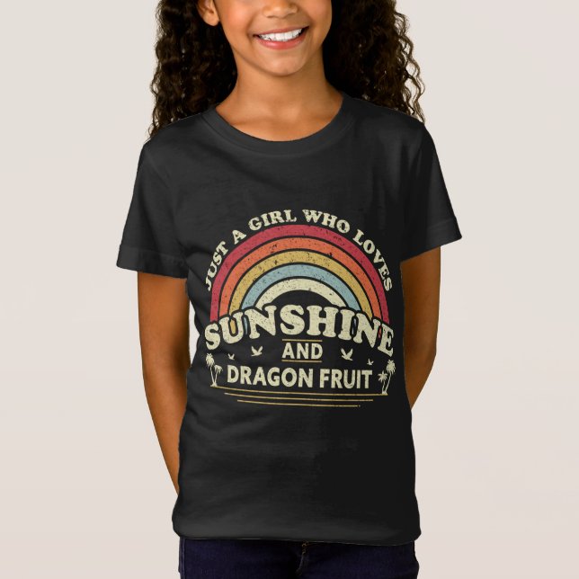Camiseta Garota Fruta Dragão Que Ama Sol E Dragão Para (Frente)