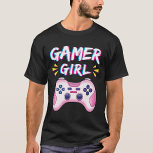 Camiseta Garota Gamer Controle Rosa Fofo Garota de Videogam