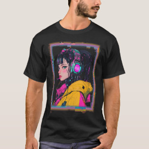 Camiseta Garota Gamer Cyberpunk Mangá
