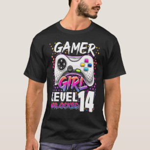 Camiseta Garota Gamer Nível 14 Nascimento do 14 de Jogos De