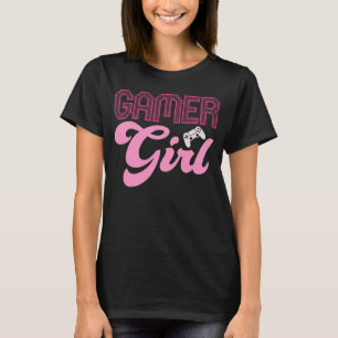 Camiseta Garota Gamer Rosa Estética Amante de Jogos Design