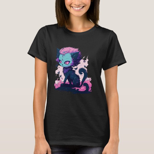 Camiseta Garota Gato Demônio Fofa (Frente)