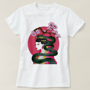 Camiseta Garota Geisha e serpente