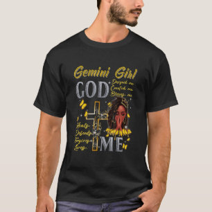 Camiseta Garota Gemini Deus abençoe Mim Menina Negra Magia