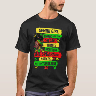 Camiseta Garota Gemini Orgulhosa Melanin Zodiac Aniversário