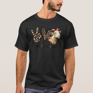 Camiseta Garota Goat Peace Love Fazenda Girl Fazenda Ani