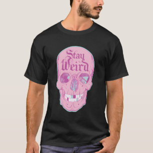 Camiseta Garota Gótico Pastel Fica Estranha Emo Crânio Rosa