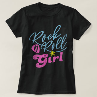 Camiseta Garota Gráfica de Retro Rock n Roll