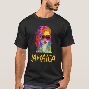 Camiseta Garota Jamaicana Cabelo Desgrenhado Orgulho Jamaic