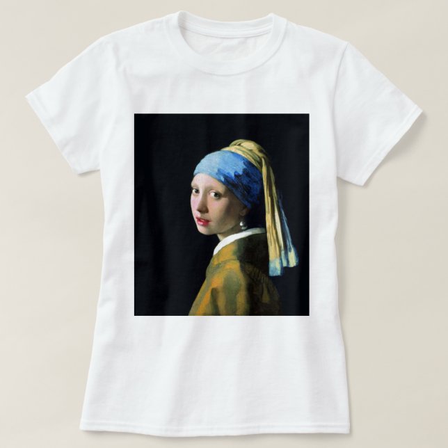 Camiseta Garota Jan Vermeer Com Arte Barroca De Pérola (Frente do Design)