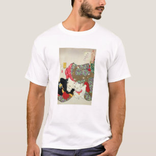 Camiseta Garota japonesa com Cat, Tsukioka Yoshitoshi