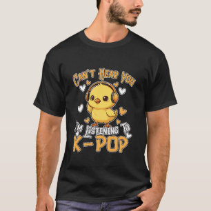 Camiseta Garota K Pop Fones de Ouvido de Animal Fofo Adoles