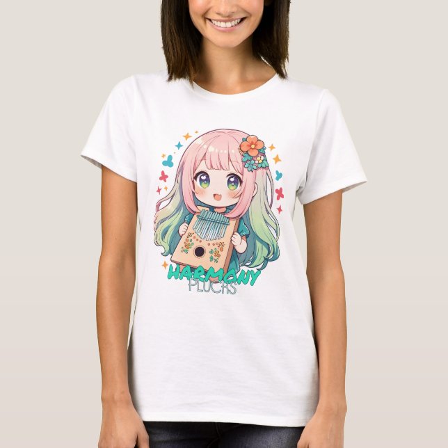 Camiseta Garota Kawaii tocando kalimba (Frente)