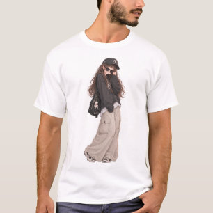 Camiseta Garota Legal de Anime em Moda Streetwear Oversized