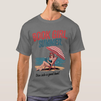 Camiseta Garota Lendo Livro Verão Divertido Férias de Praia