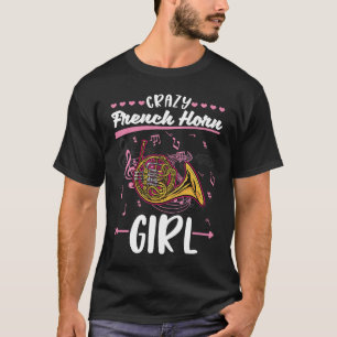 Camiseta Garota Loura Francesa Louca Tocando Trompa Frances