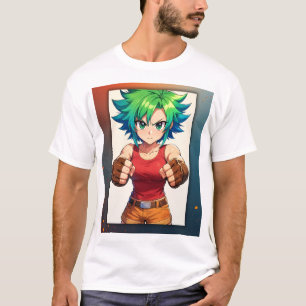 Camiseta Garota Lutadora Feroz – Arte de Guerreira Anime