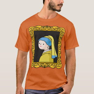 Camiseta garota mal desenhada com o brinco de pérola