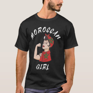 Camiseta Garota marroquina forte e orgulhosa bandeira marro