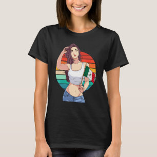 Camiseta Garota Mexicana Orgulho Latino Sinal Da Bandeira D