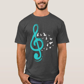 Camiseta Garota Música do Treble Clef Birds