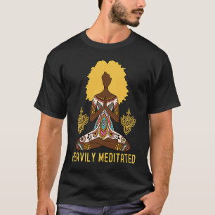 Camiseta Garota Negra Afro-Cabelo, Medita Pesada, Yoga Medi