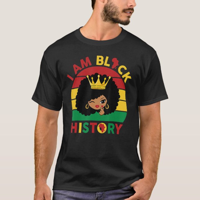 Camiseta Garota Negra Bonita Com Coração De Cabelo Afro (Frente)