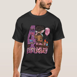 Camiseta Garota Negra Minha Quarta Festa de aniversário Afr