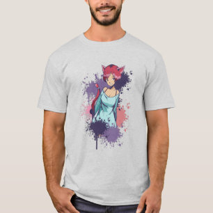 Camiseta Garota Neko Fofa - Garota Gato Cereja