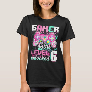 Camiseta Garota Nível 6 - Presente de 6 de Aniversário do J
