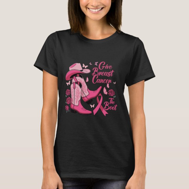 Camiseta Garota Ocidental Dando Ao Cancer Da Mama O Boot Aw (Frente)