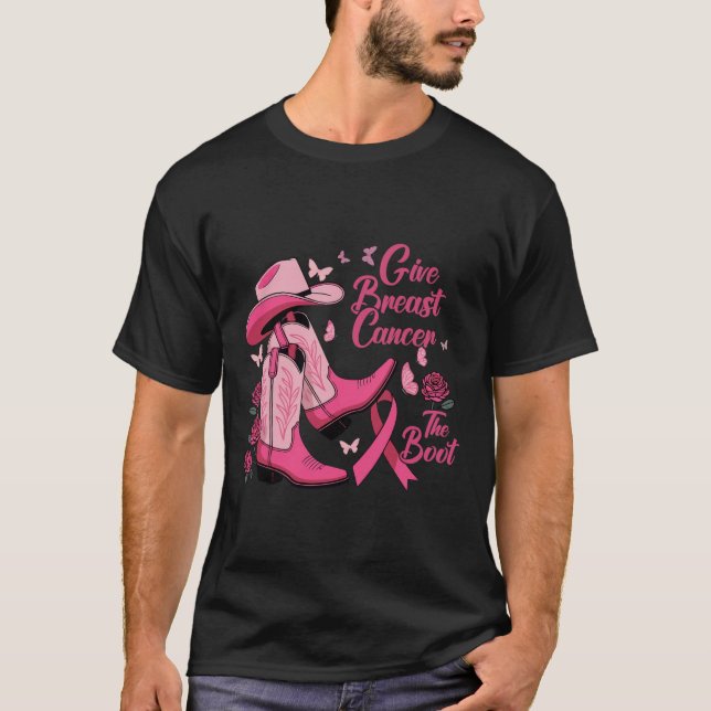 Camiseta Garota Ocidental Dando Ao Cancer Da Mama O Boot Aw (Frente)