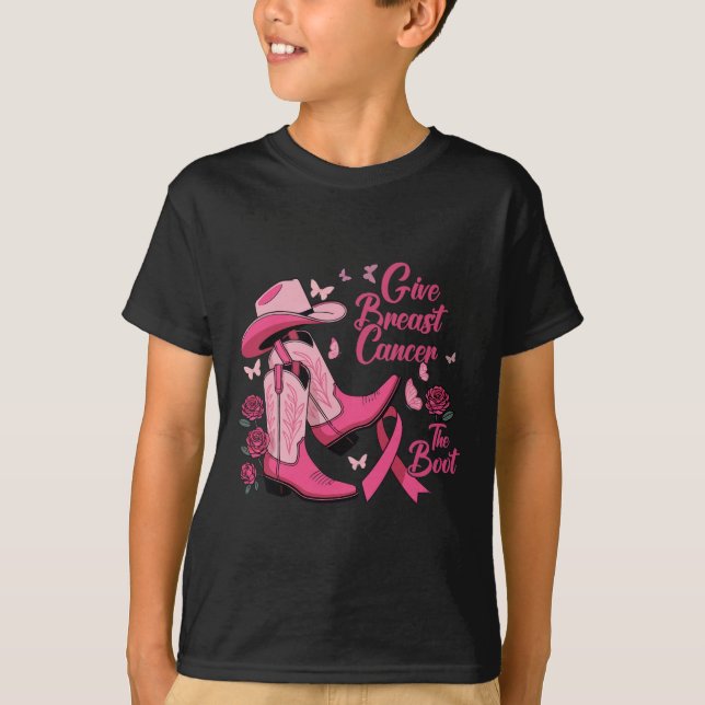 Camiseta Garota Ocidental Dando Ao Cancer Da Mama O Boot Aw (Frente)