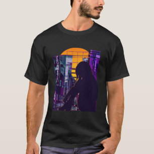 Camiseta Garota Otaku de Anime Estética Vaporwave Triste An
