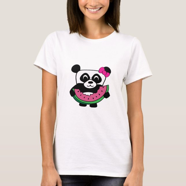 Camiseta Garota Panda com Fatia de Melancia (Frente)