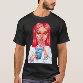Camiseta Garota perfurada com coquetel